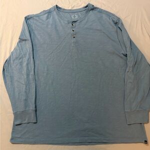 Casual Blue Long Sleeve Henley for Men